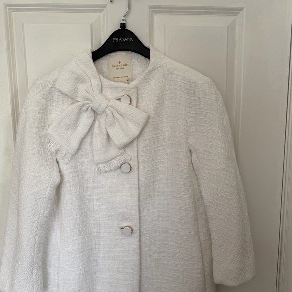 Kate Spade Dorothy Bow-front Tweed Bracelet-sleeve Coat White Size 6 $548 USD - Picture 7 of 8